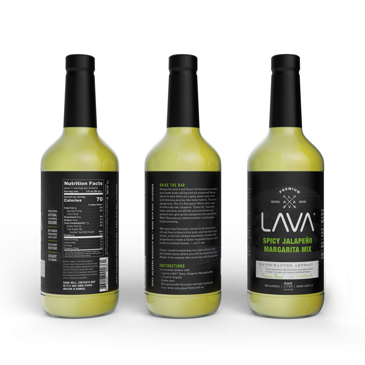 LAVA ready-to-use margarita mix on bar for quick drinks.