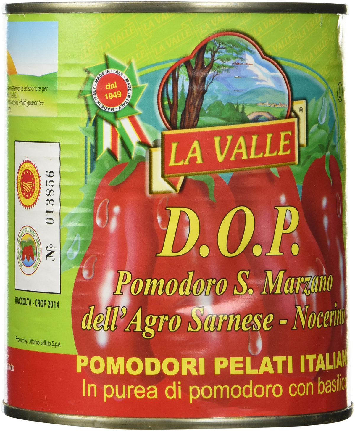 La Valle San Marzano tomatoes side view, great for Italian cooking.