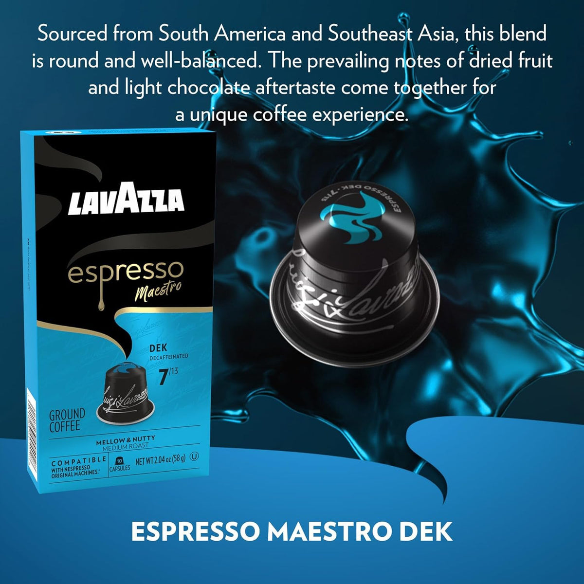 Lavazza Avvolgente Lungo capsules—long, smooth brew with cocoa and spice hints.