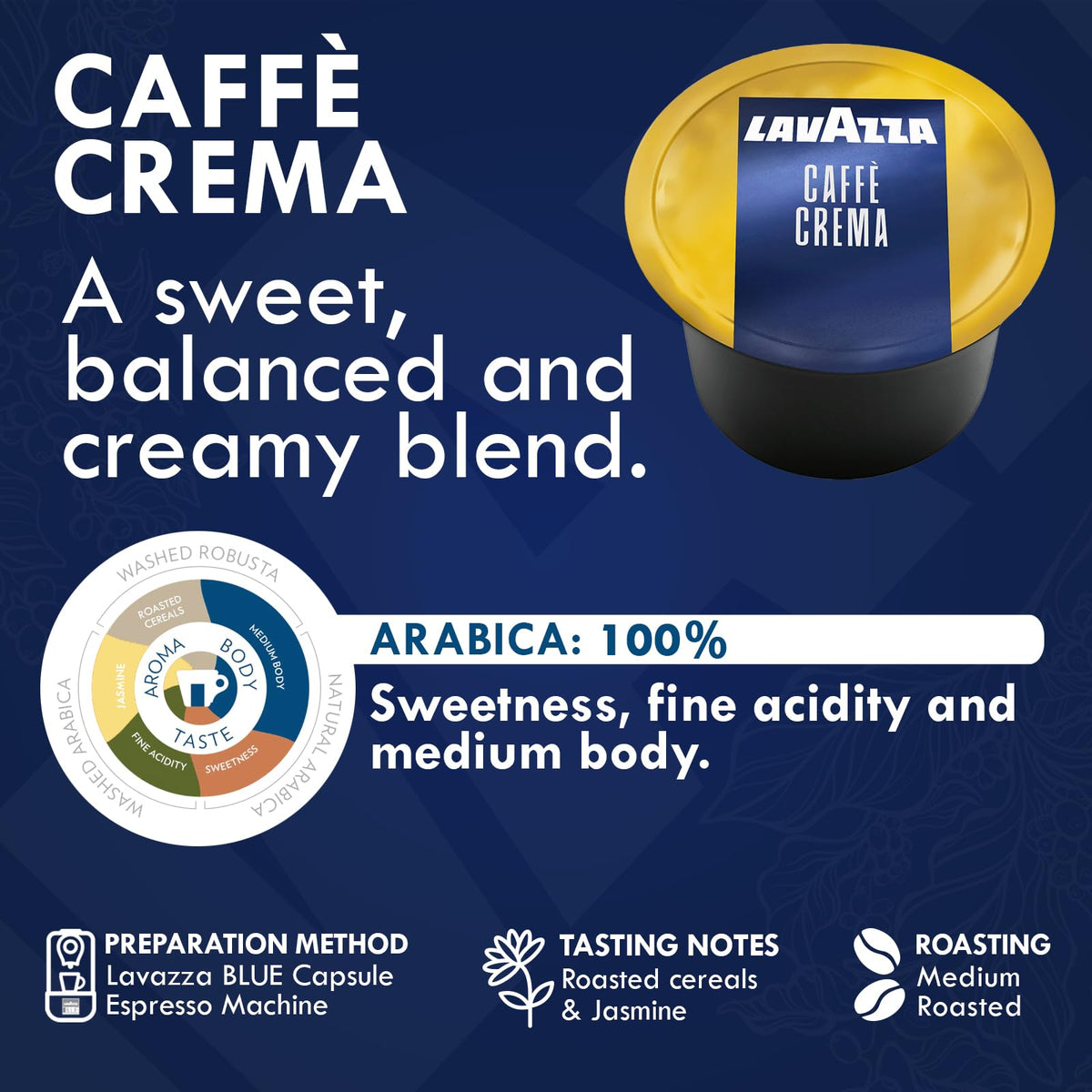 Lavazza Blue brew-crema-shot yields rich crema and full-bodied espresso.