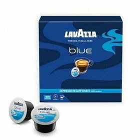 Lavazza BLUE capsules crema close-up highlighting rich crema and smooth decaf flavor.