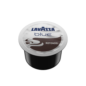 Lavazza BLUE Rotondo capsules pack shows rich crema for a premium espresso.