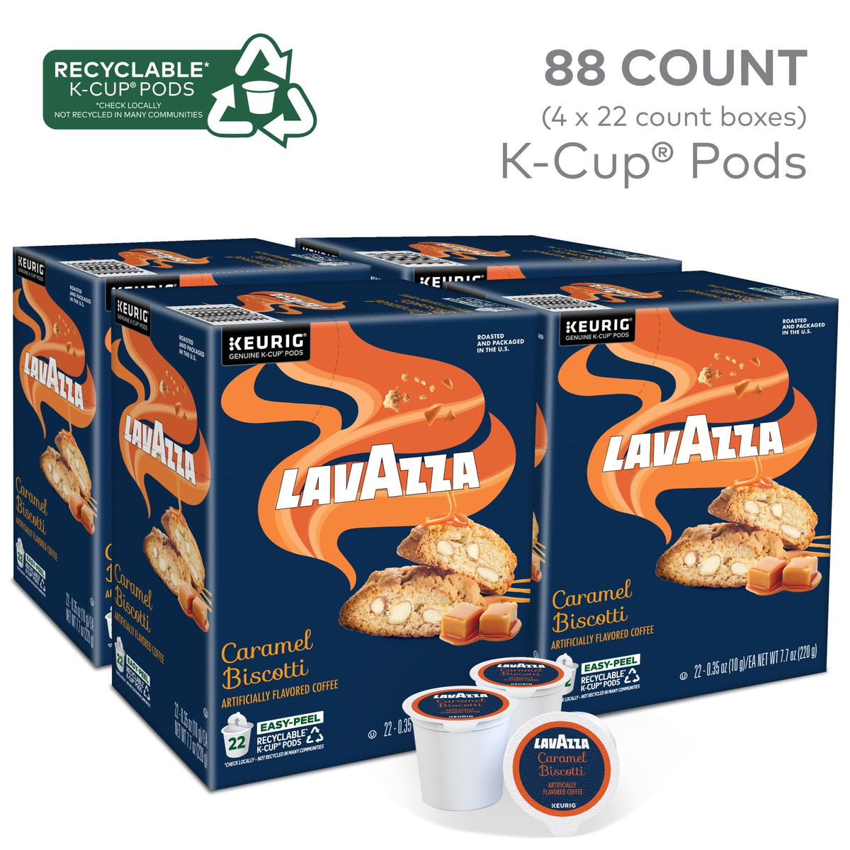 88-count Lavazza Caramel Biscotti box for convenient home stock.