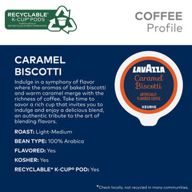 Lavazza Caramel Biscotti pod inside Keurig demonstrates easy compatibility.