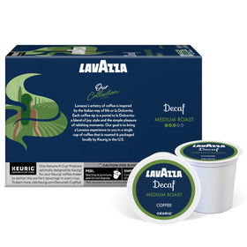 Lavazza Classico Decaf 100% Arabica beans delivering balanced flavor.