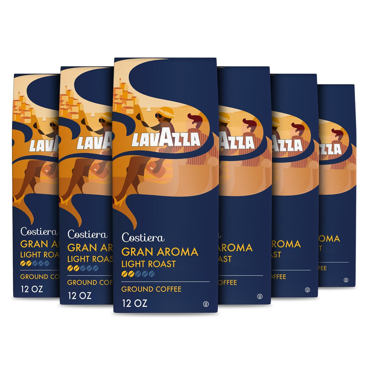 Lavazza Costiera Gran Aroma ground coffee six 12oz bags for drip brewers