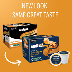 Lavazza Costiera pods closeup highlights premium aroma and Arabica blend.