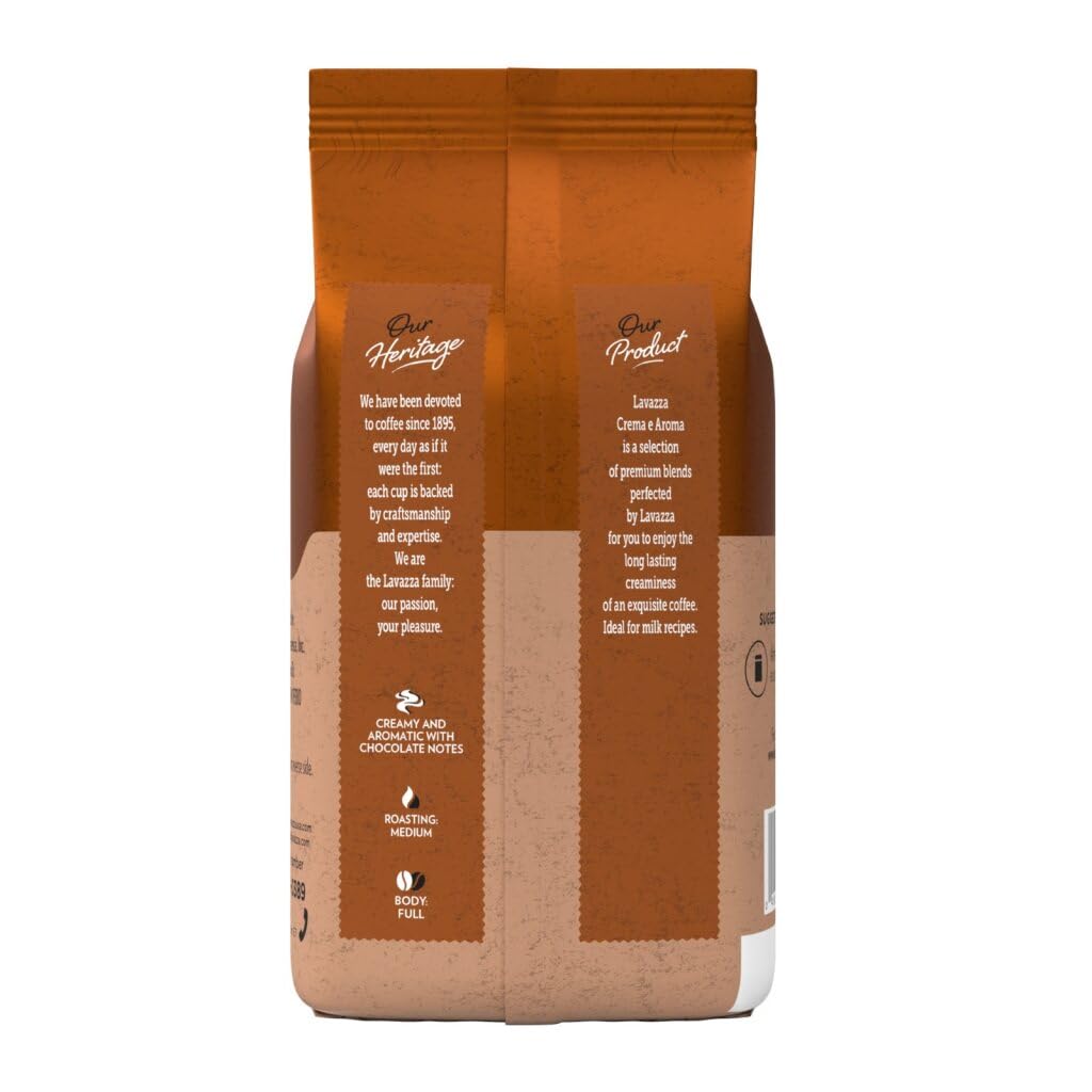 Lavazza Crema e Aroma coffee beans close-up, highlighting aromatic chocolate notes for any brew