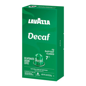 Lavazza Decaf aluminum capsules close-up highlighting freshness-preserving design for Nespresso Original use