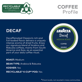 Lavazza Decaf Arabica beans close-up highlighting rich flavors