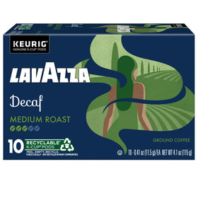 Lavazza Decaf brand logo on packaging signaling quality and tradition
