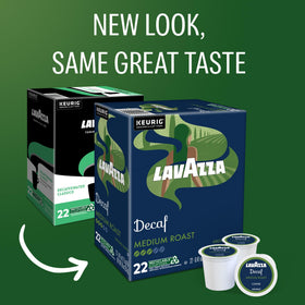 Box of Lavazza Decaf K-Cups showing 88 pods for convenient use