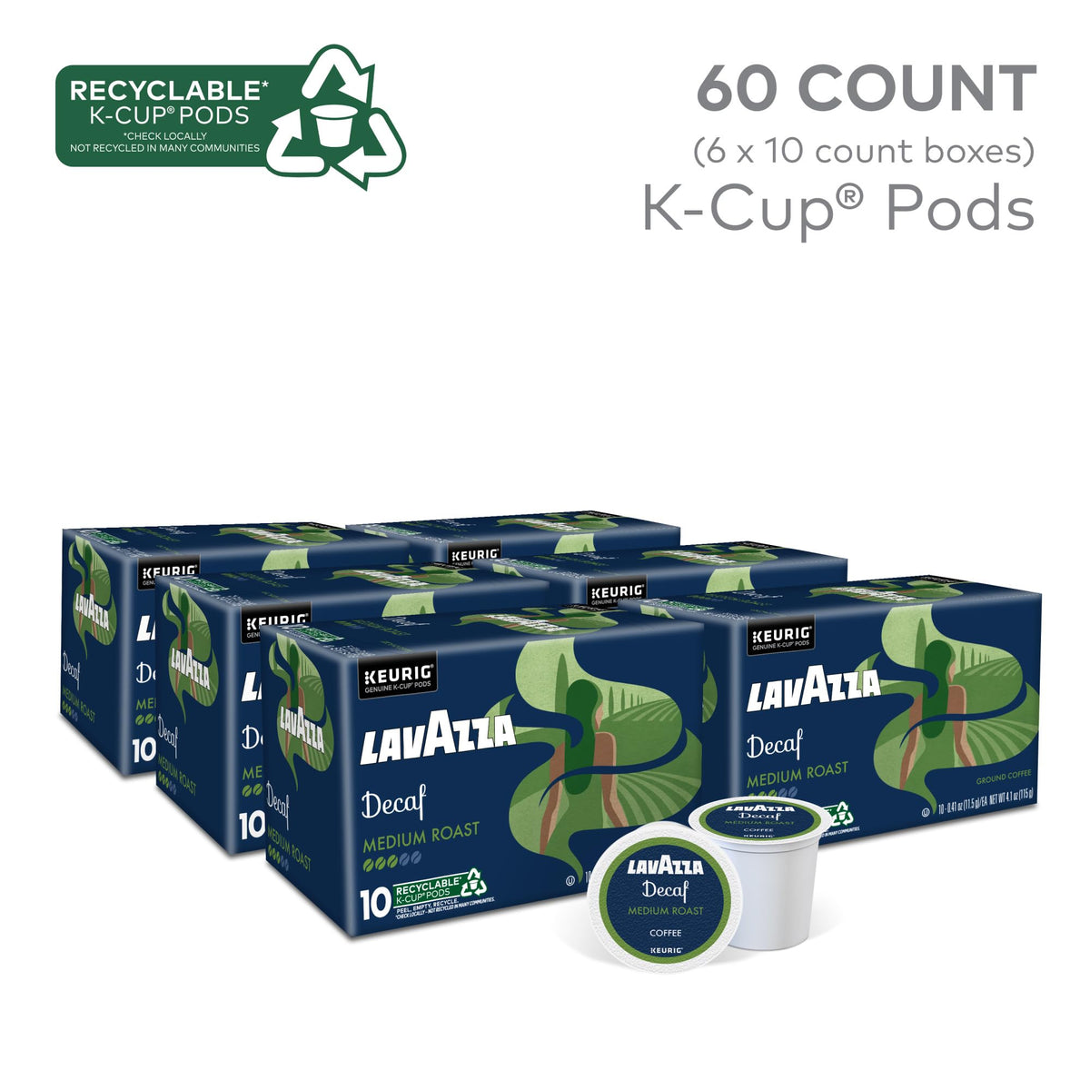 Lavazza Decaf six-pack packaging on display for easy stocking