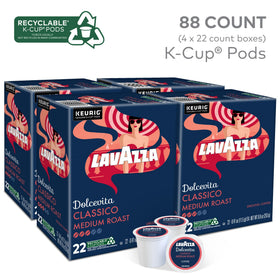 Lavazza Dolcevita Classico 88-count box highlights value and long-term use.