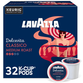 Lavazza Dolcevita Classico box front shows premium K-Cup pods for a balanced daily ritual.
