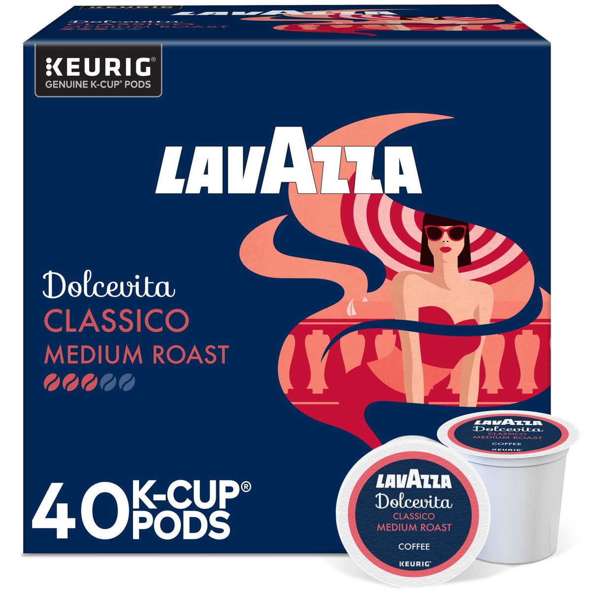 Lavazza Dolcevita Classico K-Cup pod close-up for a quick, balanced brew.