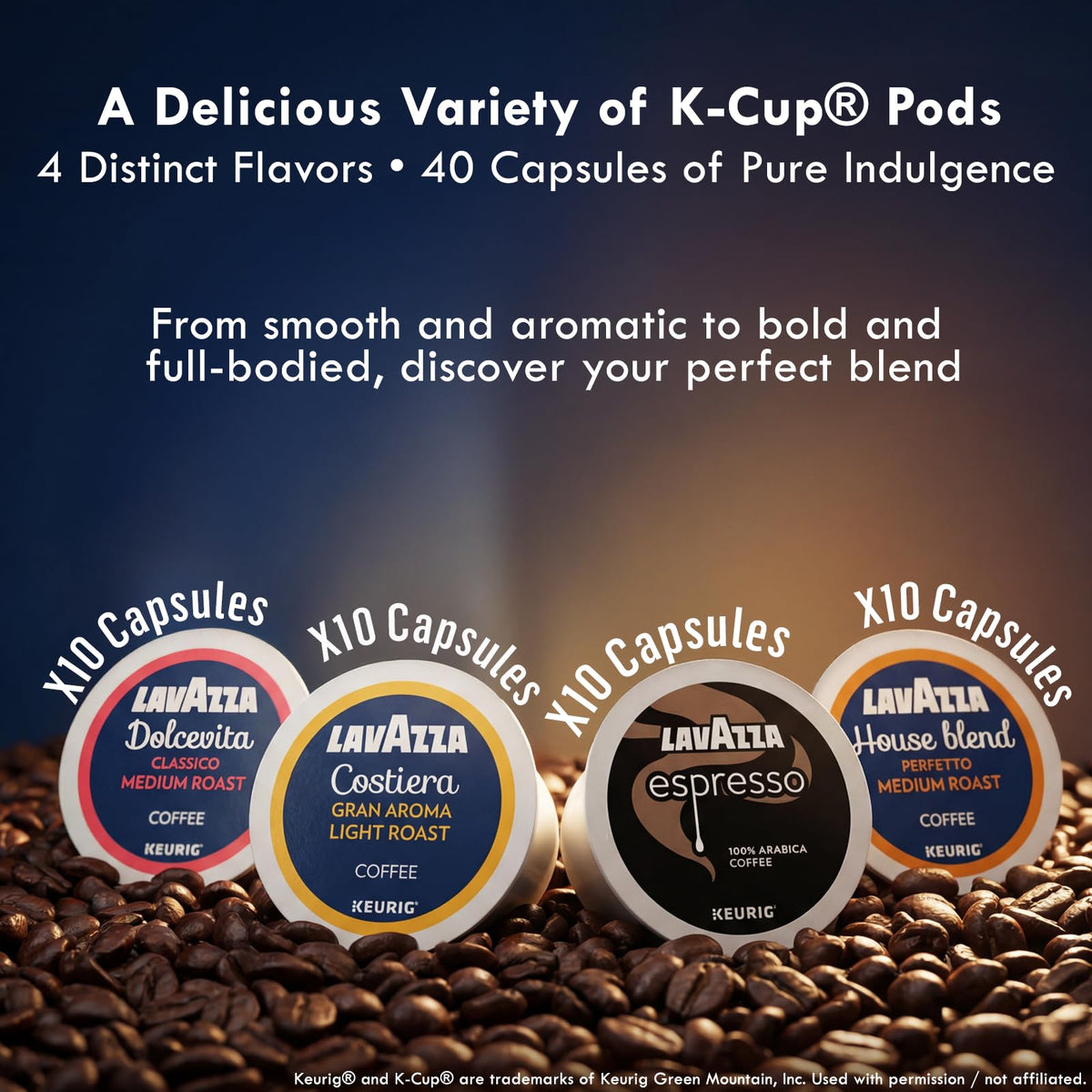 Lavazza Dolcevita Classico K-Cup box showcases variety for quick caffeine moments.