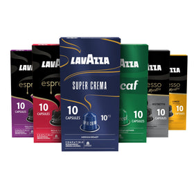 Lavazza Espresso Favorites packshot showing a collection of capsules for versatile home espresso.