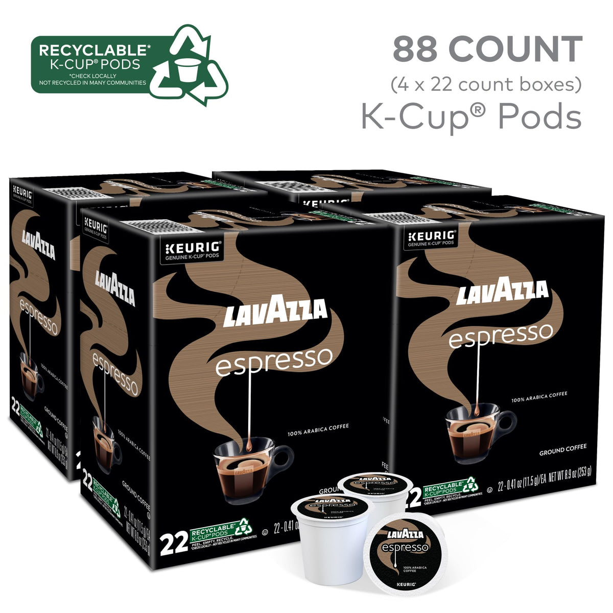 Close-up of Lavazza K-Cups with foil seal preserving freshness.