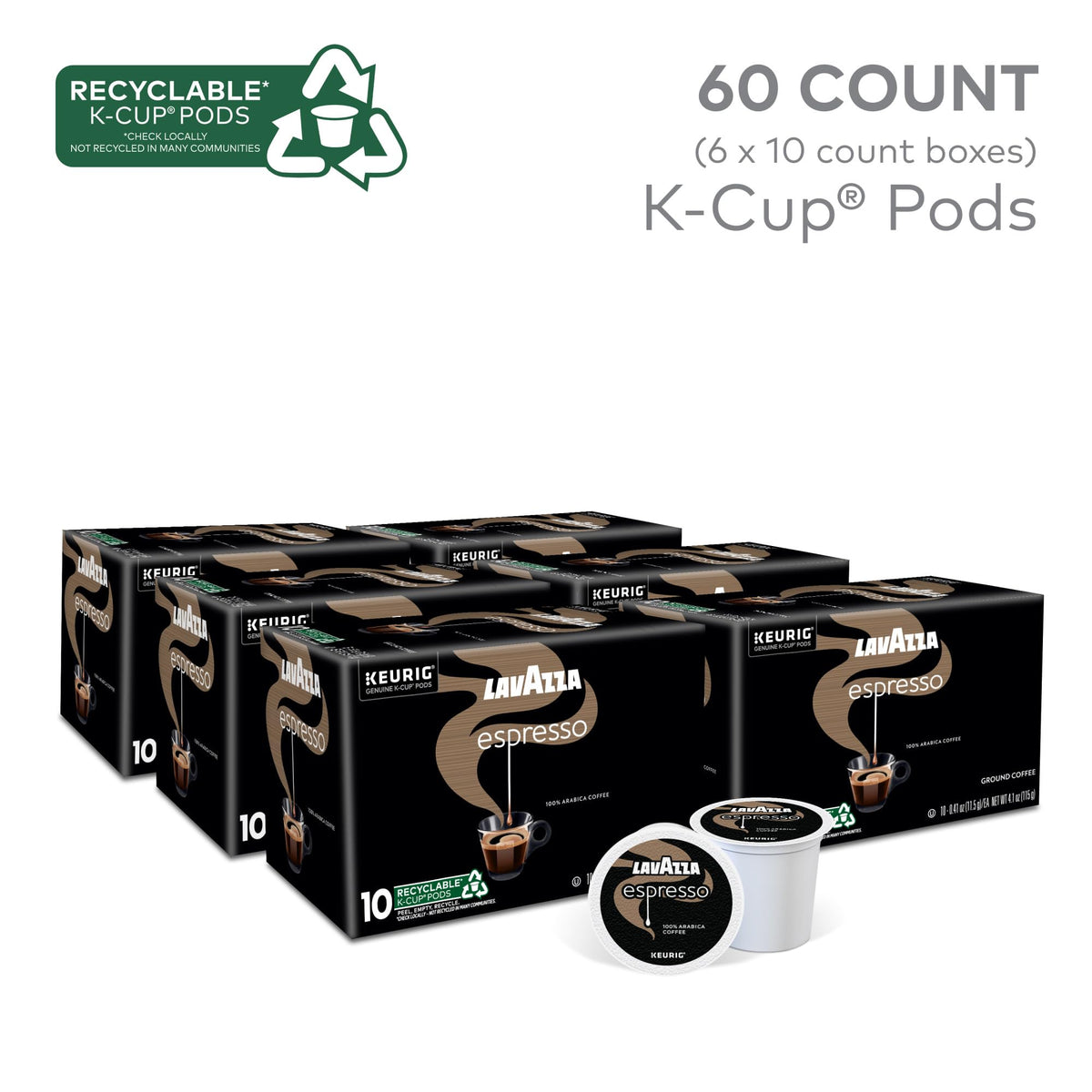 Lavazza Espresso K-Cup pods six-pack bundles for home or office use