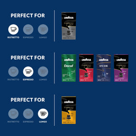 Lavazza Maestro Classico capsules, balanced flavor for everyday espresso routines.