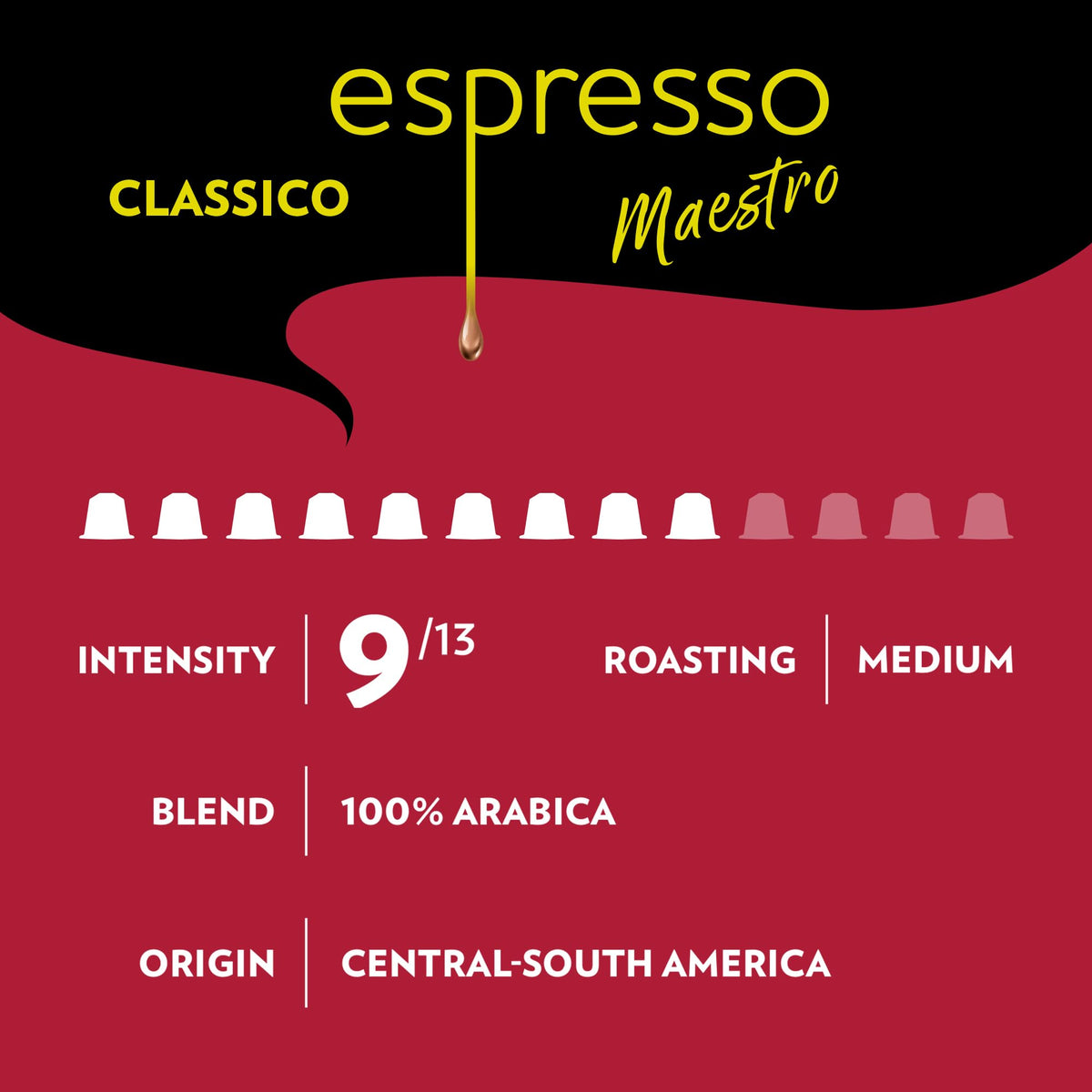 Lavazza Maestro Ristretto capsules, dark roast with chocolate and caramel hints.