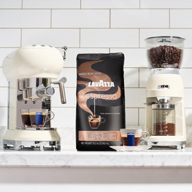 Lavazza packaging and 2.2 lb bag shown in hero shot