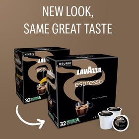 Lavazza Espresso packaging on display, convenient single-serve solution.