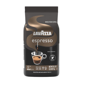 Lavazza Espresso whole bean bag with floral and fruit aroma for home brewing.