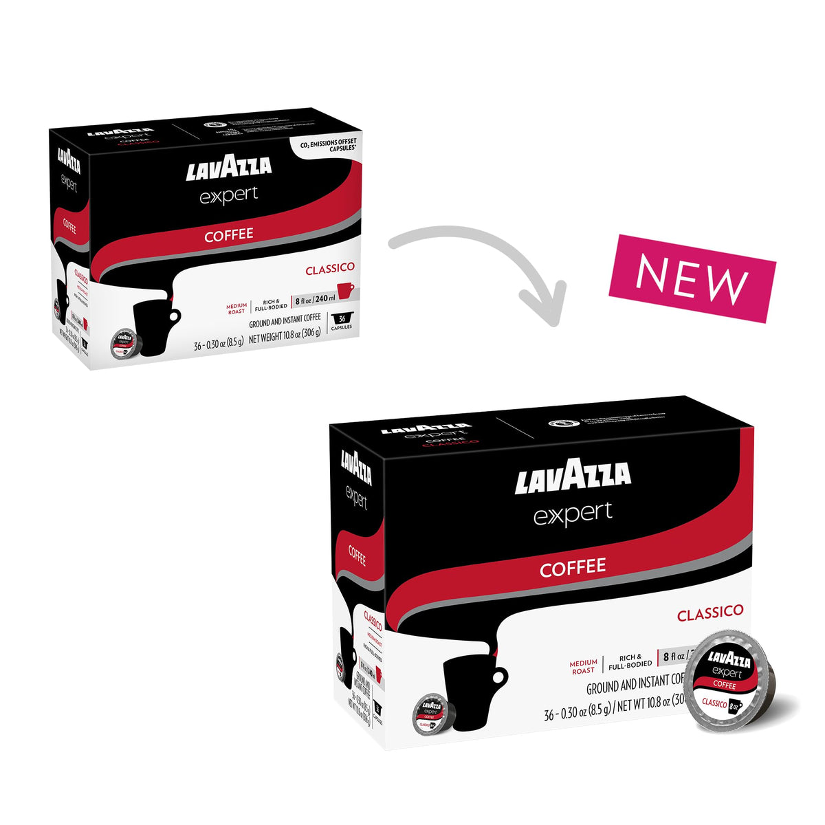 Lavazza Expert Classico capsules close-up with premium packaging for everyday coffee ritual.