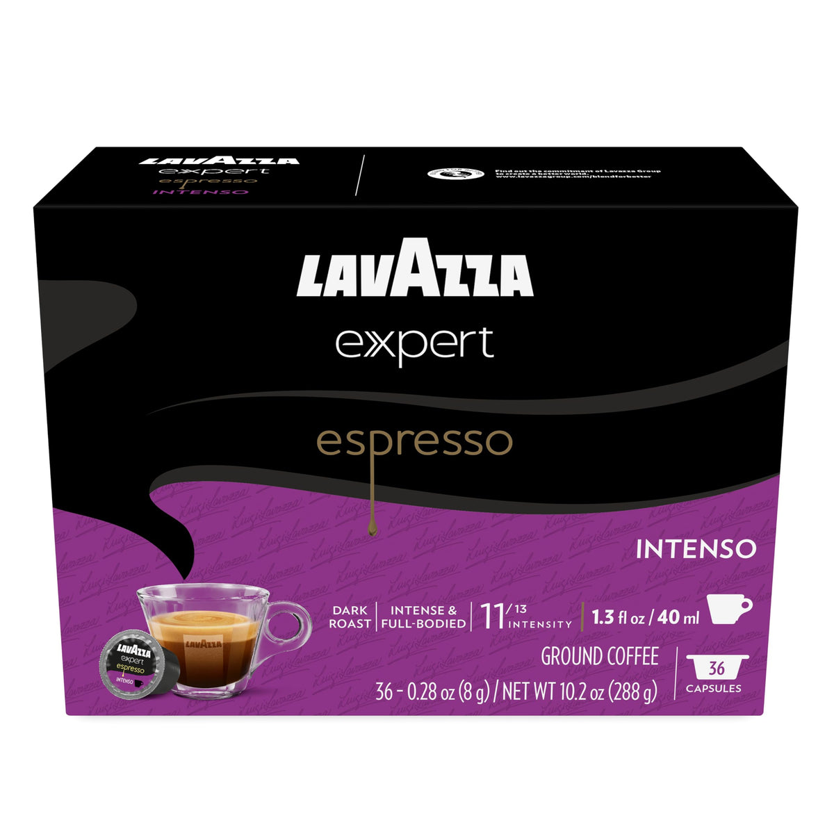 Lavazza Expert Espresso Intenso capsules pack for a quick bold espresso at home.