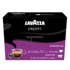 Lavazza Expert Espresso Intenso capsules in package for quick, barista-style double shots.