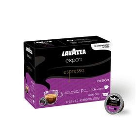 Lavazza Expert Espresso Intenso heritage and sustainable sourcing emphasis.