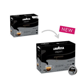 Capsules arranged to showcase Lavazza Expert Ristretto flavor profile and quantity