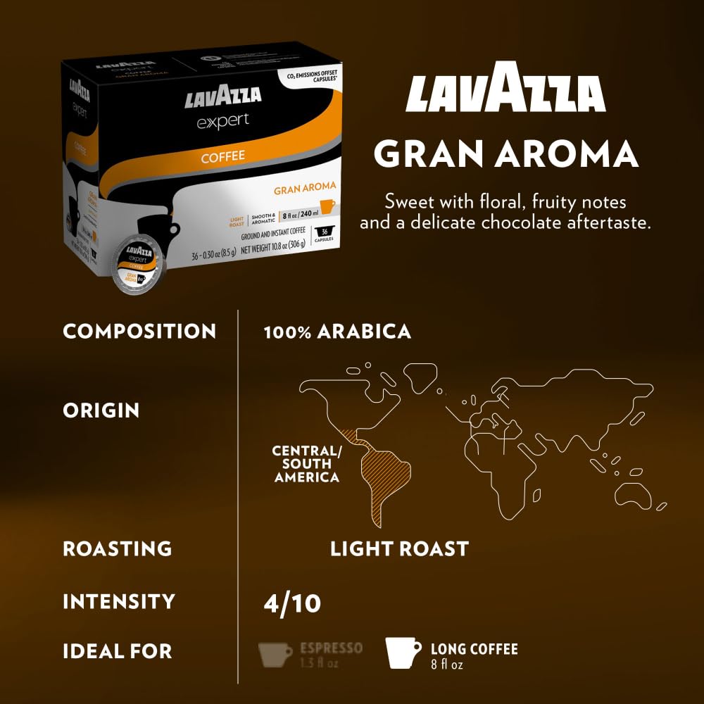 Lavazza Expert Variety Pack dark roast capsules deliver bold espresso notes.