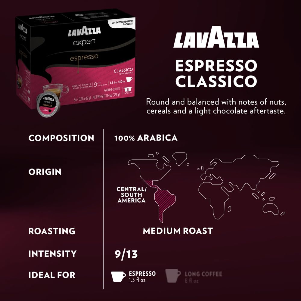 Lavazza Expert Variety Pack medium roast capsules balance aroma and body.