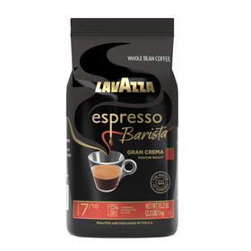 Lavazza Gran Crema whole bean coffee bag ready to grind for espresso.