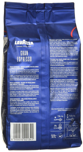 Lavazza Grand Espresso bags on shelf with two packs