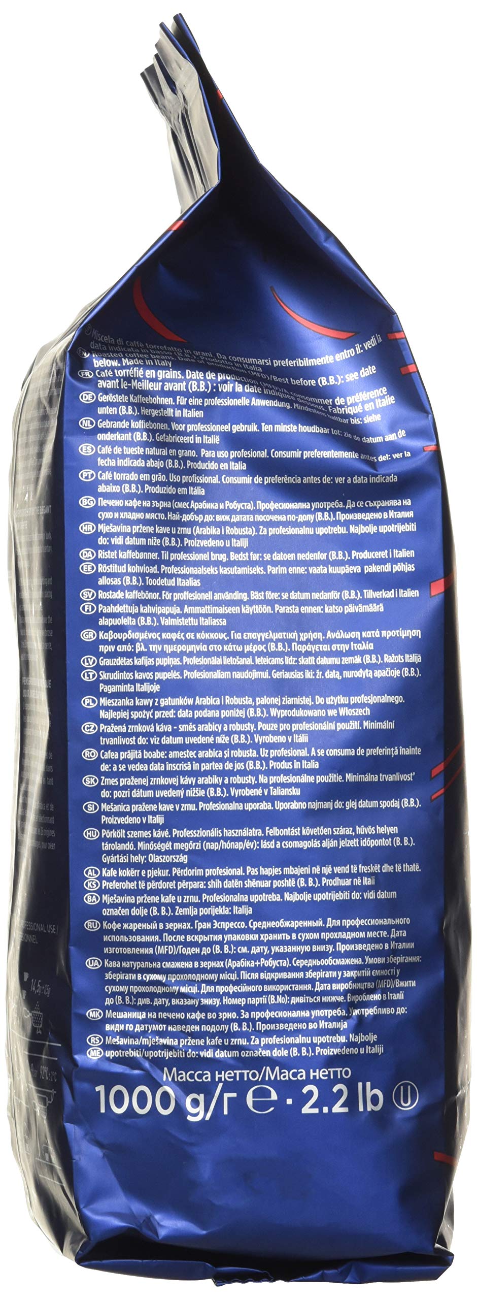 Close-up of Lavazza Grand Espresso whole beans for grinding