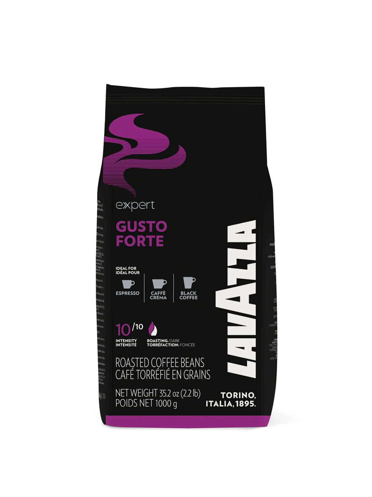 Lavazza Gusto Forte whole beans ready for grinding for bold espresso