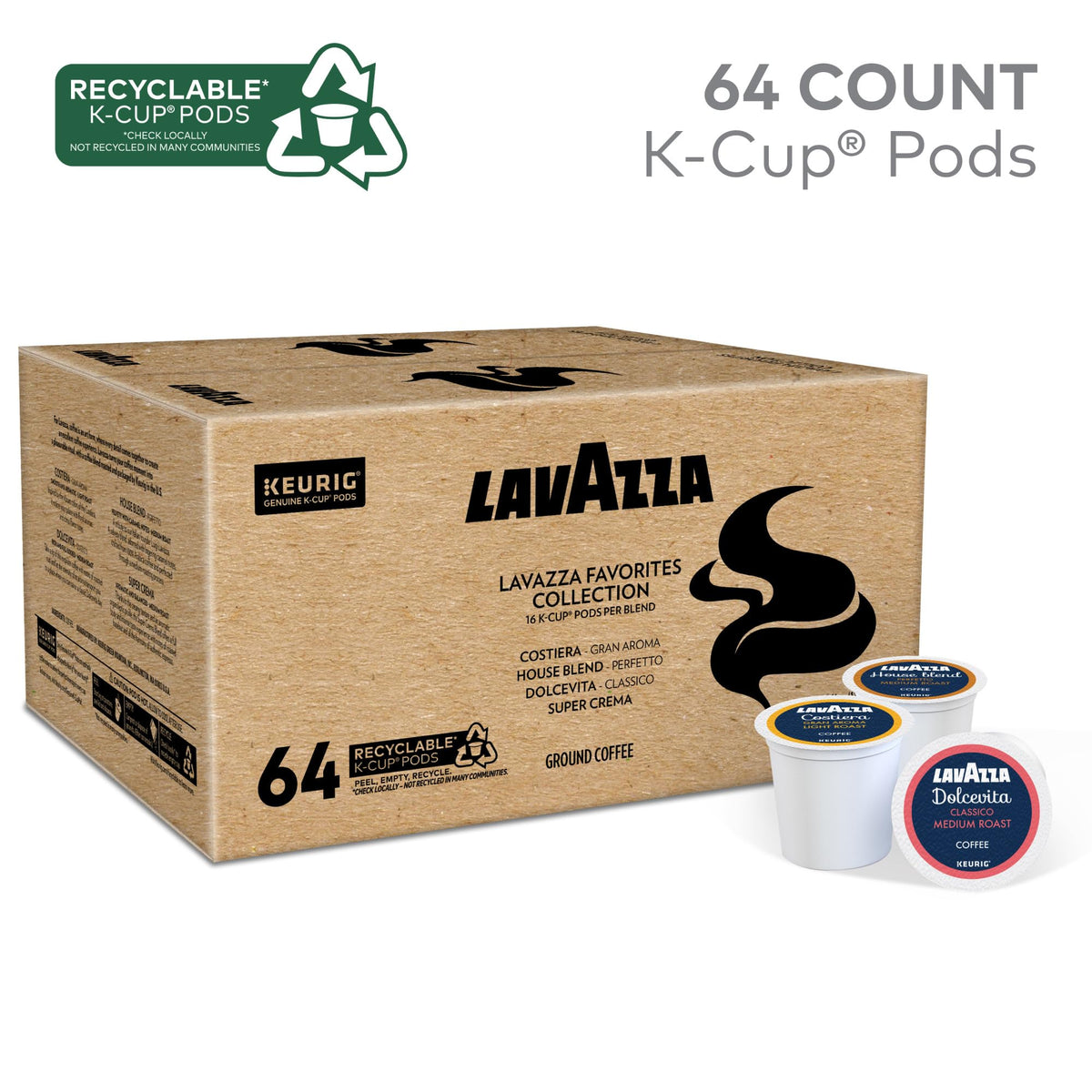 Lavazza House Blend medium roast cup with velvety aroma for everyday coffee.
