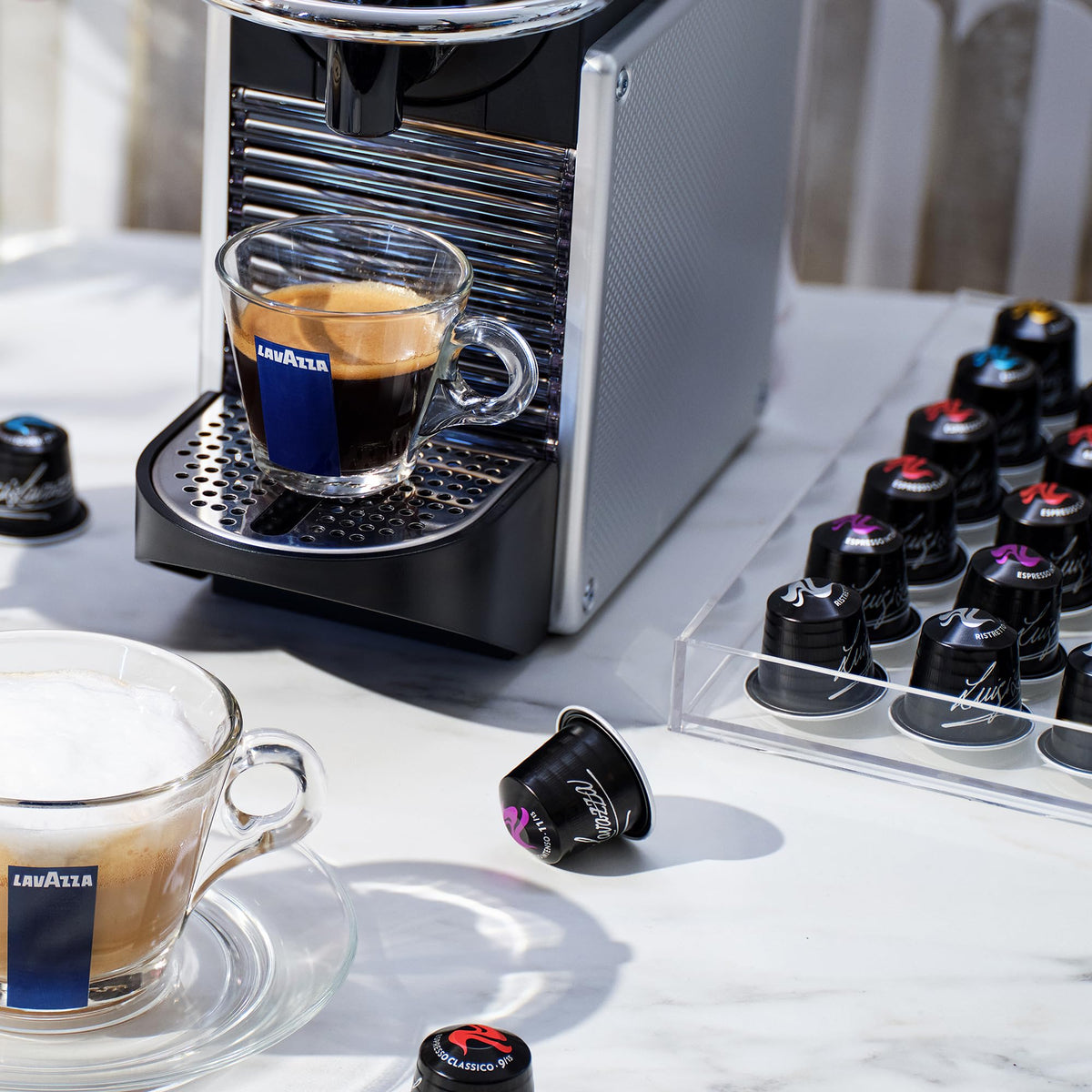 Lavazza Italian roasting tradition—blended and roasted in Italy for consistent flavor.
