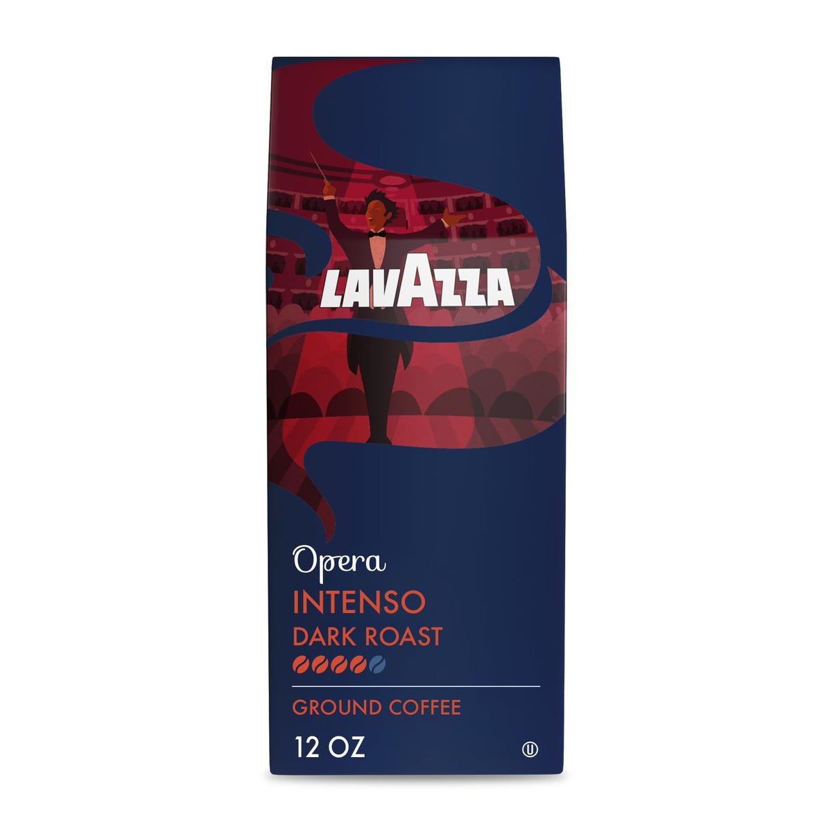 Lavazza Opera Intenso bag front ready for drip brewing