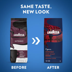 Lavazza Opera Intenso packaging on shelf appealing to stylish coffee lovers