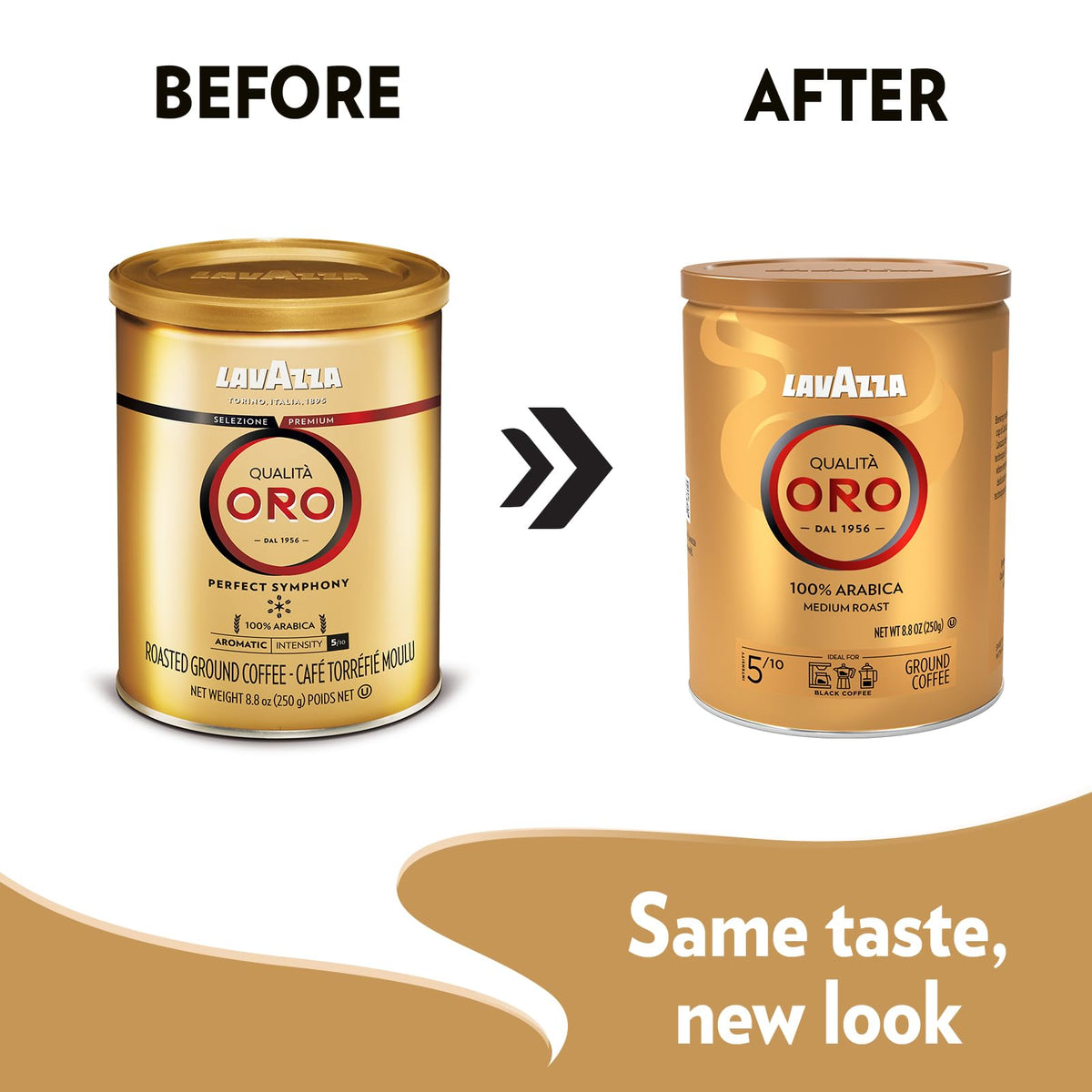 Pack of four Lavazza Qualità Oro tins for consistent, everyday brewing.