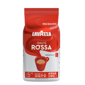 Lavazza Qualità Rossa whole bean bag ideal for espresso or drip brewing.