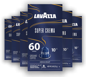 Lavazza Super Crema aluminum capsules packshot showing convenient at-home espresso option