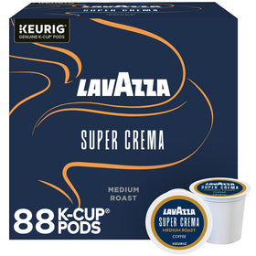 Lavazza Super Crema box packaging showing the four 22 count packs