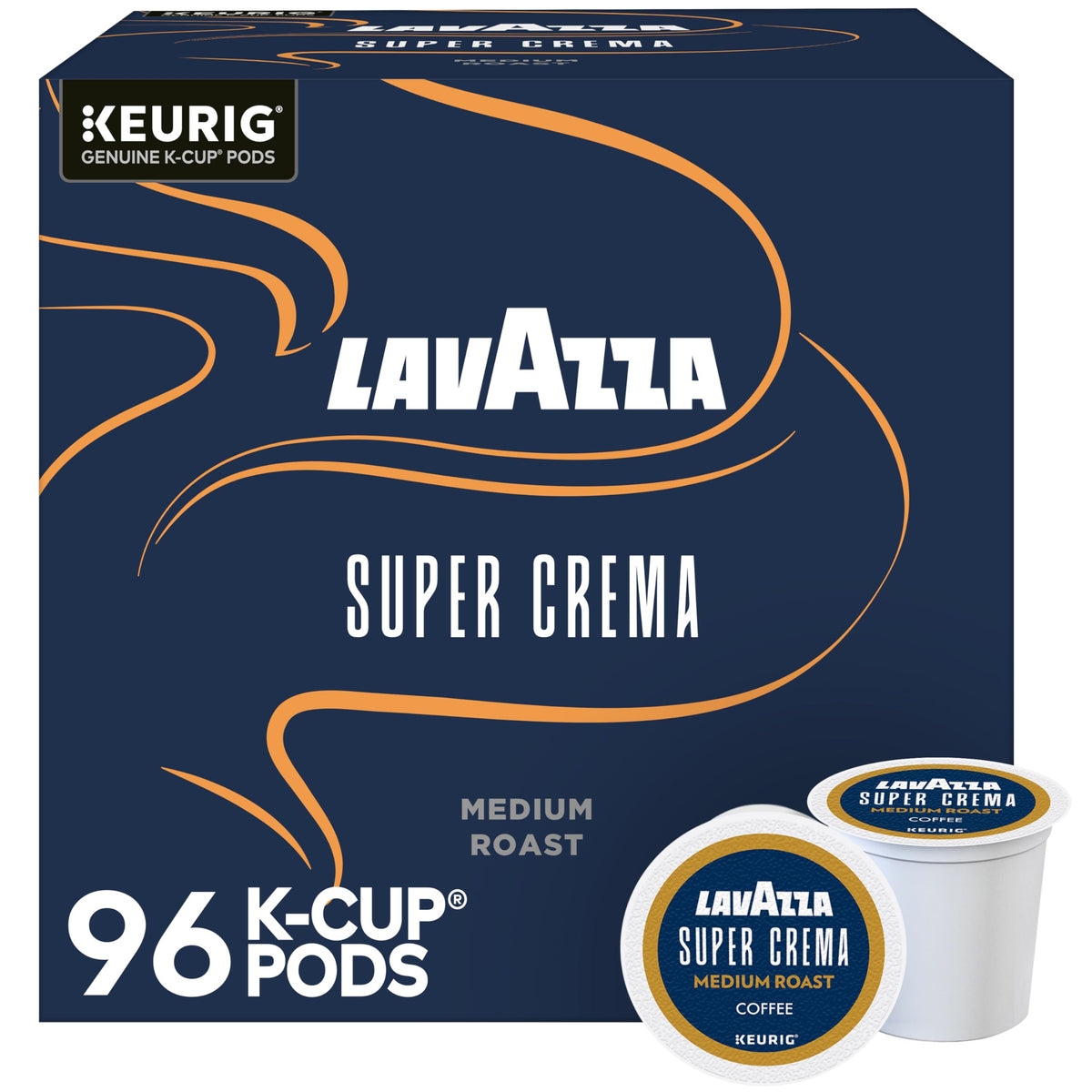 Lavazza Super Crema K-Cup pods box-front for quick espresso at home
