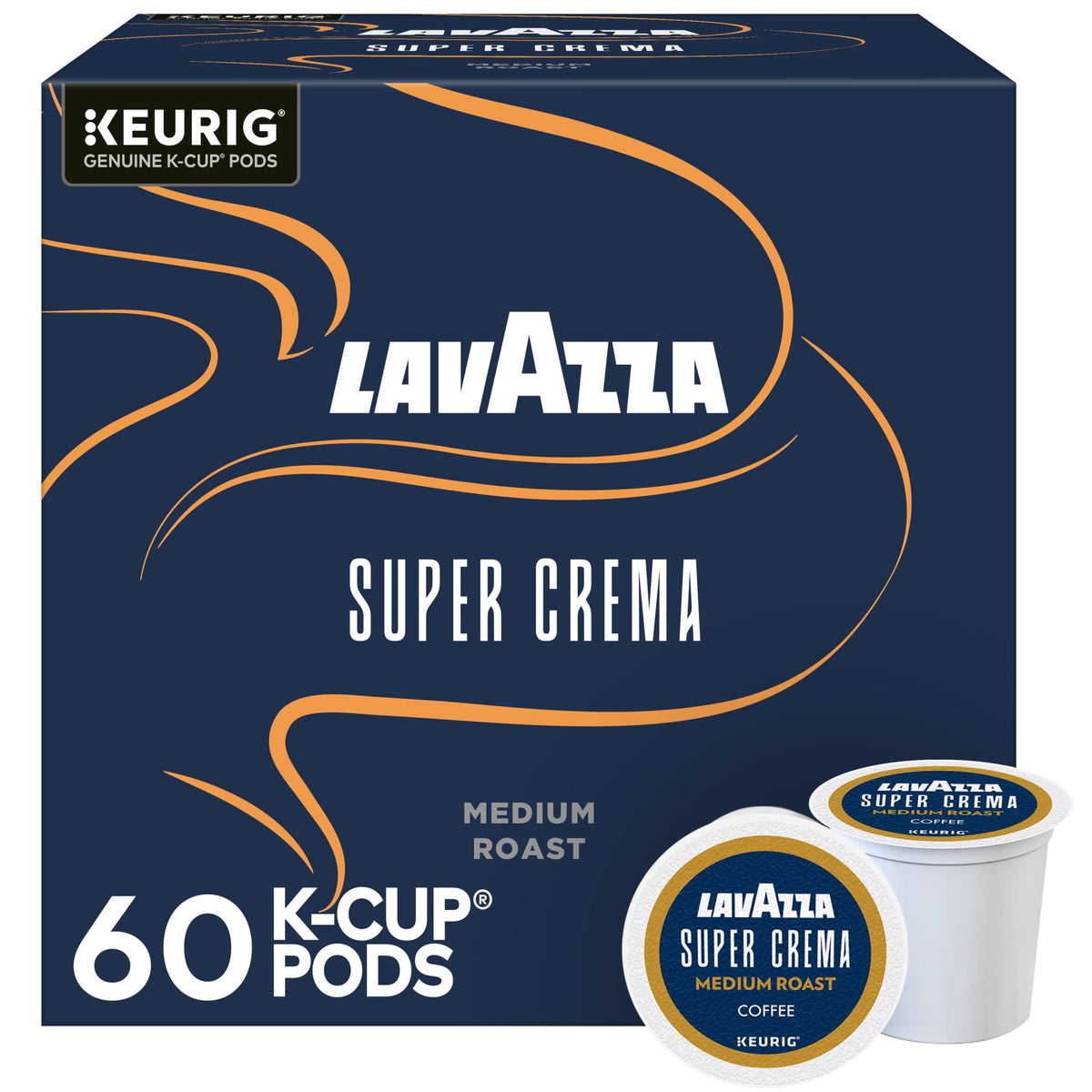 Lavazza Super Crema K-Cup pods front view showing inviting aroma